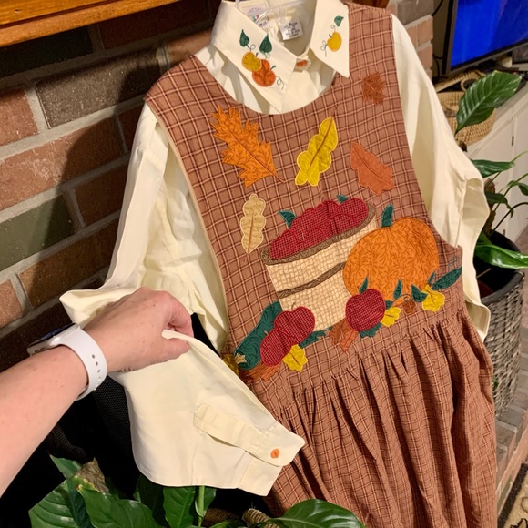 SOLD *** 90's Vintage Fall Havesrt 2pc Jumper Dress - Picture 5 of 16